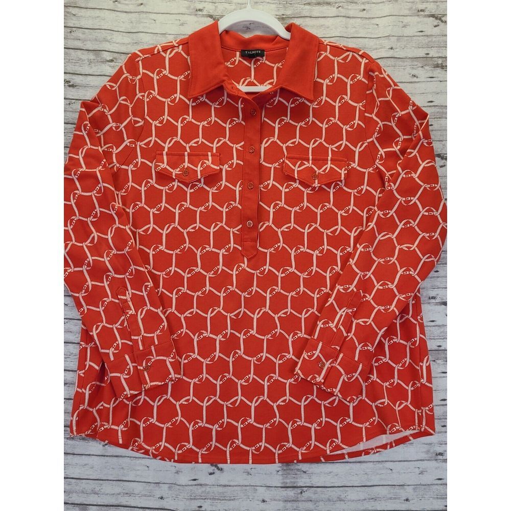 EUC! TALBOTS Size 1X Women's Orange Long Sleeve Blouse